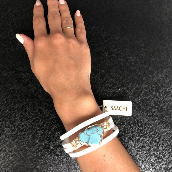 SACCHI turquoise and leather bracelet - Picture 5 of 5